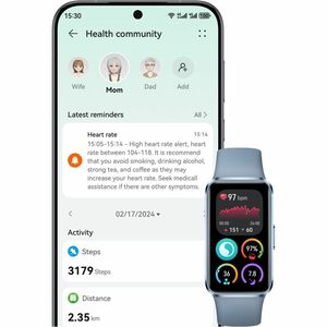 Huawei Band 10 Smart Band - Rectangular Case Shape - Blue Case Color - Blue Band Color - Aluminium Case Material - Fluoroe