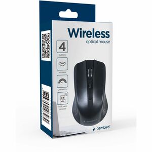 Mouse Gembird - Radiofrequenza - USB 1.1 - Ottico - 4 Pulsante(i) - Nero - Wireless - 10 m - 2,40 GHz - 1600 dpi - 2 x AAA