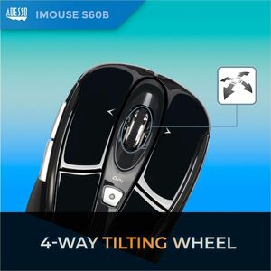 Adesso iMouse S60B Mouse - Radio Frequency - USB - Optical - 6 Button(s) - Black - Wireless - 9.14 m - 2.40 GHz - 1600 dpi