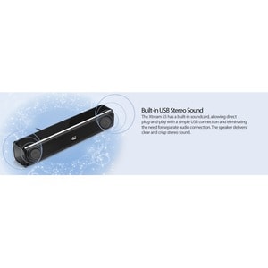 Adesso Xtream S5 2.0 Portable Sound Bar Speaker - 10 W RMS - Black - 160 Hz to 18 kHz - USB - 1