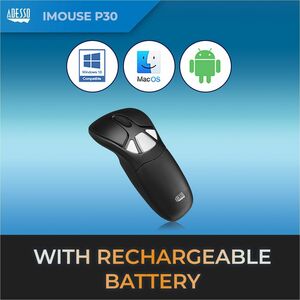 Adesso iMouse P30 Travel Mouse/Presentation Pointer - Radio Frequency - USB - 9 Button(s) - Wireless - 30.48 m - 2.40 GHz 