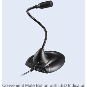 Adesso M1 Wired Condenser Microphone for Meeting Room, Conferencing - 1.83 m - 20 Hz to 20 kHz - 680 Ohm -38 dB - Omni-dir