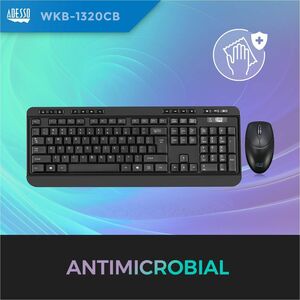Adesso Wireless Desktop WKB-1320CB Keyboard & Mouse - English (US) - 1 Each - USB Membrane Wireless RF 2.40 GHz Keyboard -
