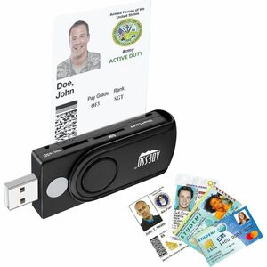 Adesso SCR-200 Contact Smart Card Reader - Black - TAA Compliant - USB 2.0