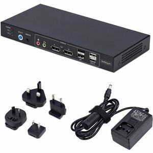 StarTech.com KVM Switchbox - TAA Compliant - 2 Computer(s) - 4K - 3840 x 2160 - 6 x USB - USB 2.0 - 6 x DisplayPort