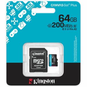 Kingston Canvas Go! Plus 64 GB Class 10/UHS-I (U3) microSDXC - V30 - 200 MB/s Lesegeschwindigkeit
