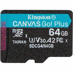 Kingston Canvas Go! Plus 64 GB Class 10/UHS-I (U3) V30 microSDXC - 1 Pack - 200 MB/s Read - Lifetime Warranty