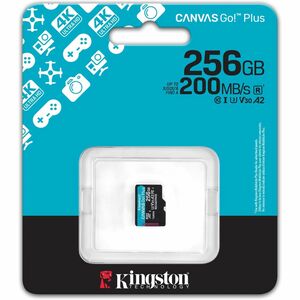 Kingston Canvas Go! Plus 256 GB microSDXC - 1 Pack - 200 MB/s Leitura - 160 MB/s Gravar