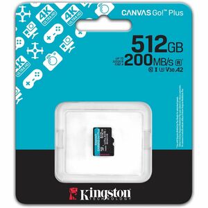 Kingston Canvas Go! Plus 512 GB microSDXC - 1 Pack - 200 MB/s Leitura - 160 MB/s Gravar