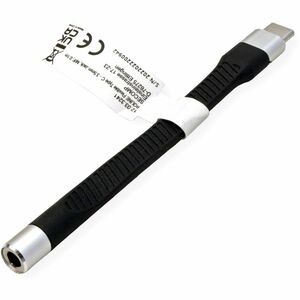 Roline 10 cm Mini-Phone/USB-C Audiokabel - Cable for Audiogerät, MacBook, Ultrabook, Smartphone, Tablet - Schwarz