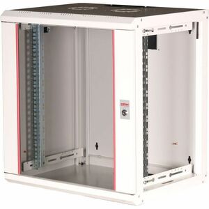 Roline 12U Wall Mountable Enclosed Cabinet Rack Cabinet for Networking, Enclosure370 mm Rack Depth - Light Grey - Glass, S