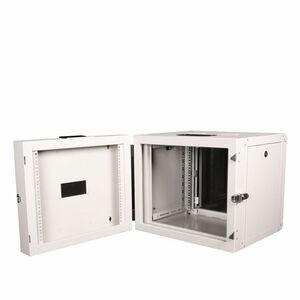 Roline 9U Wall Mountable Enclosed Cabinet Rack Cabinet for Networking450 mm Rack Depth - Light Grey - Glass, Steel, Sheet 