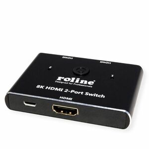 Roline Video Switchbox - Cable - 7680 x 4320 - 8K - DVD Player, Notebook, Monitor, Projector - 1 x USB - 2 x HDMI In - 1 x