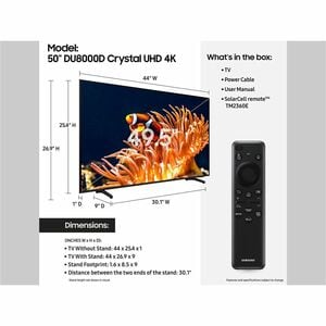 Samsung Crystal DU8000D UN50DU8000D 50" Smart LCD TV - 4K UHDTV - High Dynamic Range (HDR) - Alexa Supported - Netflix, Pr
