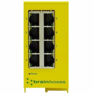 Brainboxes SW-518 Ethernet Switch - 8 Ports - Gigabit Ethernet - 10/100/1000Base-T - 2 Layer Supported - 6.50 W Power Cons