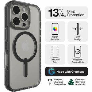 ZAGG Santa Cruz Hülle für Apple iPhone 16 Pro Smartphone - Texturiert - Transparent - Sturzsicher, Rutschfest, Kratzfest, 