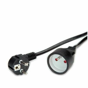 Value Verlängerungskabel - 5 m - Frankreich, Tschechien, Slowakei - CEE 7/7 / CEE 7/5 - 250 V AC / 16 A, 230 V AC - Schwar