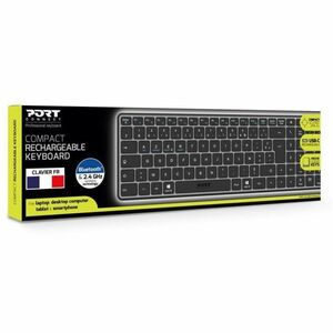 Port Connect Keyboard - Wireless Connectivity - USB Type C Interface - French - AZERTY Layout - Black - Scissors Keyswitch