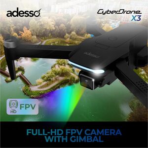 Adesso CyberDrone X3 Aerial Drone - 14+ Age - 2.40 GHz - 0.28 Hour Run Time - 300 m Operating Range - Wi-Fi - Outdoor