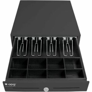 apg Soma ECD350 Cash Drawer - 4 Bill - 8 Coin - 2 Media Slot - Steel - Black - 350 mm Width