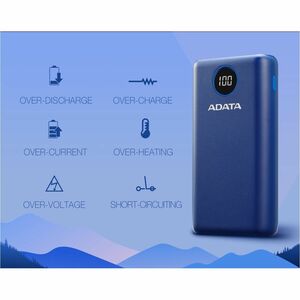 Cargador portátil Adata AP20000QCD-DGT-CDB - Azul - Para Teléfono móvil, Consola de juegos - Litio Polímero (Li-Polímero) 