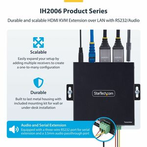 StarTech.com KVM-Extender Transmitter - Kabel - 4K - 3840 x 2160 Maximale Videoauflösung - 1 x Netzwerk (RJ-45) - 2 x USB 