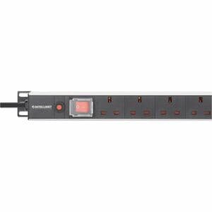 19" 1U PDU 12-way UK, Vertical type, With switch and overload protection, Rackmount, Power Distribution Unit, UK 3-pin out