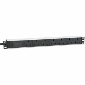 19" 1U PDU 7-way UK, Surge Protection, Rackmount, Power Distribution Unit, UK 3-pin outlets, 3m power cord, output - 7 x B