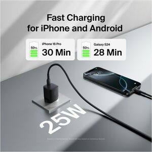 BoostCharge USB-C Cubic Wall Charger 25W, Black