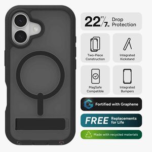 ZAGG Rainier Rugged Case for Apple iPhone 17 Smartphone - Smoke Black - Impact Resistant, Drop Resistant, Impact Absorbing