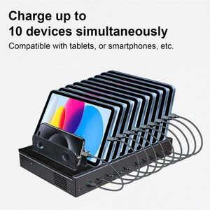 4XEM 10-Port USB-C Desktop Charging Station - 500W Total, 45W Fast Charging per Port - 500 W - 4.90 ft Cable - 120 V AC, 2