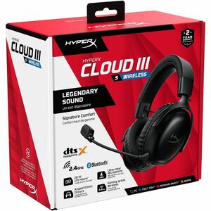HyperX Cloud III S Wireless Over-the-ear, Over-the-head Stereo Gaming Headset - Black - Binaural - Circumaural - 2000 cm -
