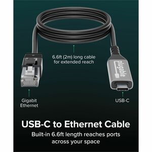 Plugable USB C to Ethernet Cable: USBC to RJ45 Ethernet Cord, Directly Connected LAN Gigabit Network Adapter - MacBook Pro