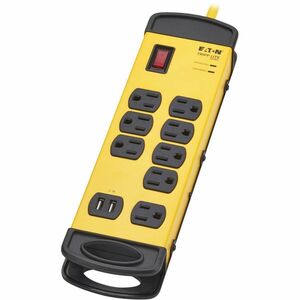 Eaton Tripp Lite Series 8-Outlet Industrial Safety Surge Protector - 2 USB-A Ports, 25 ft. Cord, 1960 Joules, Metal Housin