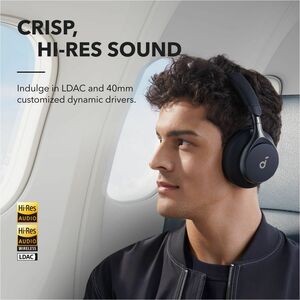 soundcore Space One Wired/Wireless Over-the-head Stereo Headset - Jet Black - Binaural - Circumaural - 1493.5 cm - Bluetoo