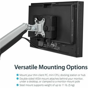 StarTech.com ACCSMNT Mounting Bracket for CPU, Thin Client, Docking Station, USB Hub, Monitor, Mac mini - Black - 5 kg Loa