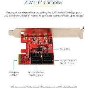 StarTech.com SATA Controller - Serial ATA/600 - PCI Express 3.0 x4 - Plug-in Card - 4 Total SATA Port(s) - 4 SATA Port(s) 