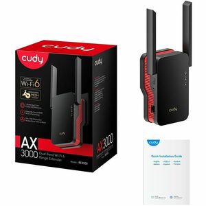 Cudy RE3000 Dual Band Wi-Fi 6 IEEE 802.11 a/b/g/n/ac/ax 2.35 Gbit/s Wireless Range Extender - 2.40 GHz, 5 GHz - 1 x Intern