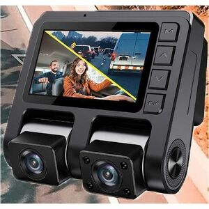 GekoGear Orbit D110 Front/Rear Vehicle Camera - GekoGear Orbit D110 2 Channel 1080P Front/In-Cabin Dashcam With Display
