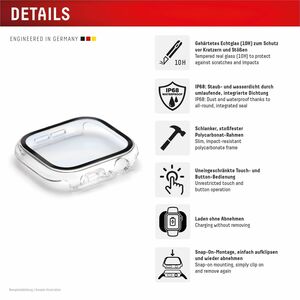 Displex 10H Glas, Polycarbonat Displayschutz für Apple Watch Series 7, Watch Series 8 - Transparent - 1 - für OLED Apple W