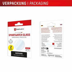 Displex 9H Hybridglas Displayschutz für Garmin - Transparent - 2 Pack - für AMOLED Smartwatch - Bruchsicher, Kratzfest, Fi