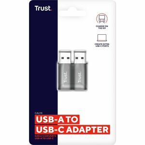Trust Calyx Data Transfer Adapter - 2 Pack - 1 x USB 3.2 (Gen 2) Type A - Male - 1 x USB 3.2 (Gen 2) Type C - Female - Black