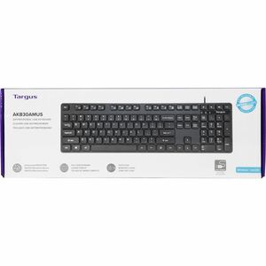 Targus Full-Size Antimicrobial Wired Keyboard - Cable Connectivity - USB Interface - ChromeOS - PC, Mac - Black