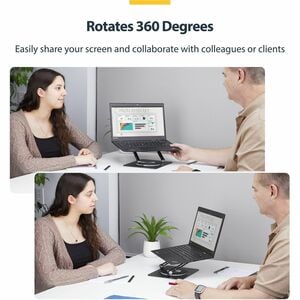 StarTech.com Rotating Laptop Stand, 360 Swivel, Ergonomic Desk Riser for Computer, Adjustable Height/Tilt, Max 11lb, Alumi