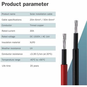 Digitus Solaranlagenkabel - 50 m - für Solarpanel, Leistungswechselrichter - 1500 V DC / 30 A - Innen, Outdoor - Rot - Fle