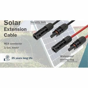 Digitus Solarmodul-Verlängerungskabel - 5 m - für Leistungswechselrichter, Solarpanel - MC4 / MC4 - 1500 V DC / 30 A, 1000