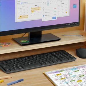Logitech K251 坚固耐用 键盘 - 袖珍的 - 无线 连接 - 俄罗斯文 - QWERTY 布局 - 灰 - 薄膜 按键开关 - 蓝牙 - 10 m - Windows 10, Windows 11, Mac OS X 12.0 M