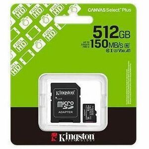 Kingston Canvas Select Plus 512 GB Class 10/UHS-I (U3) V30 microSDXC - 150 MB/s Read