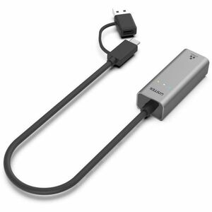 Unitek U1313C 2.5Gigabit Ethernet Adapter for Switch - Space Gray - USB Type C, USB Type A - 5 Gbit/s Data Transfer Rate