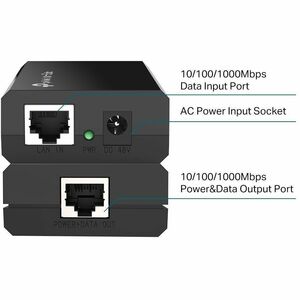 TP-Link POE150S PoE Injector - 48 V DC Input - 1 x 10/100/1000Base-T Input Port(s) - 1 x 10/100/1000Base-T Output Port(s) 